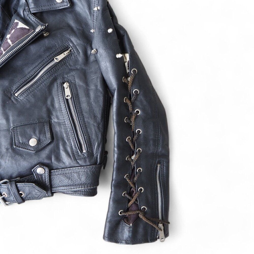 UMR Vintage Y2K Grunge Punk Spiked / Studded Biker Leather Jacket Women's M - Picture 8 of 11